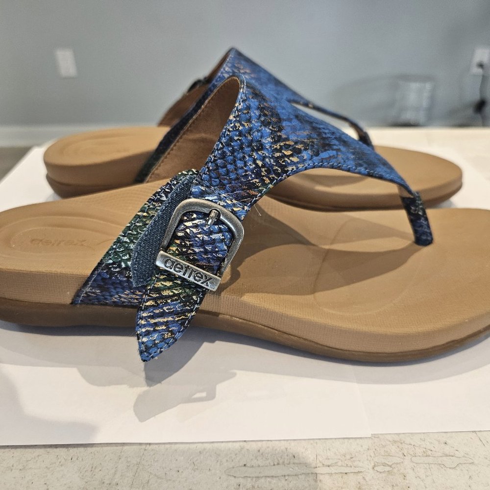 Aetrex Women's Sandals Size EU 40.0, US 9-9.5 - Blue Leather Look